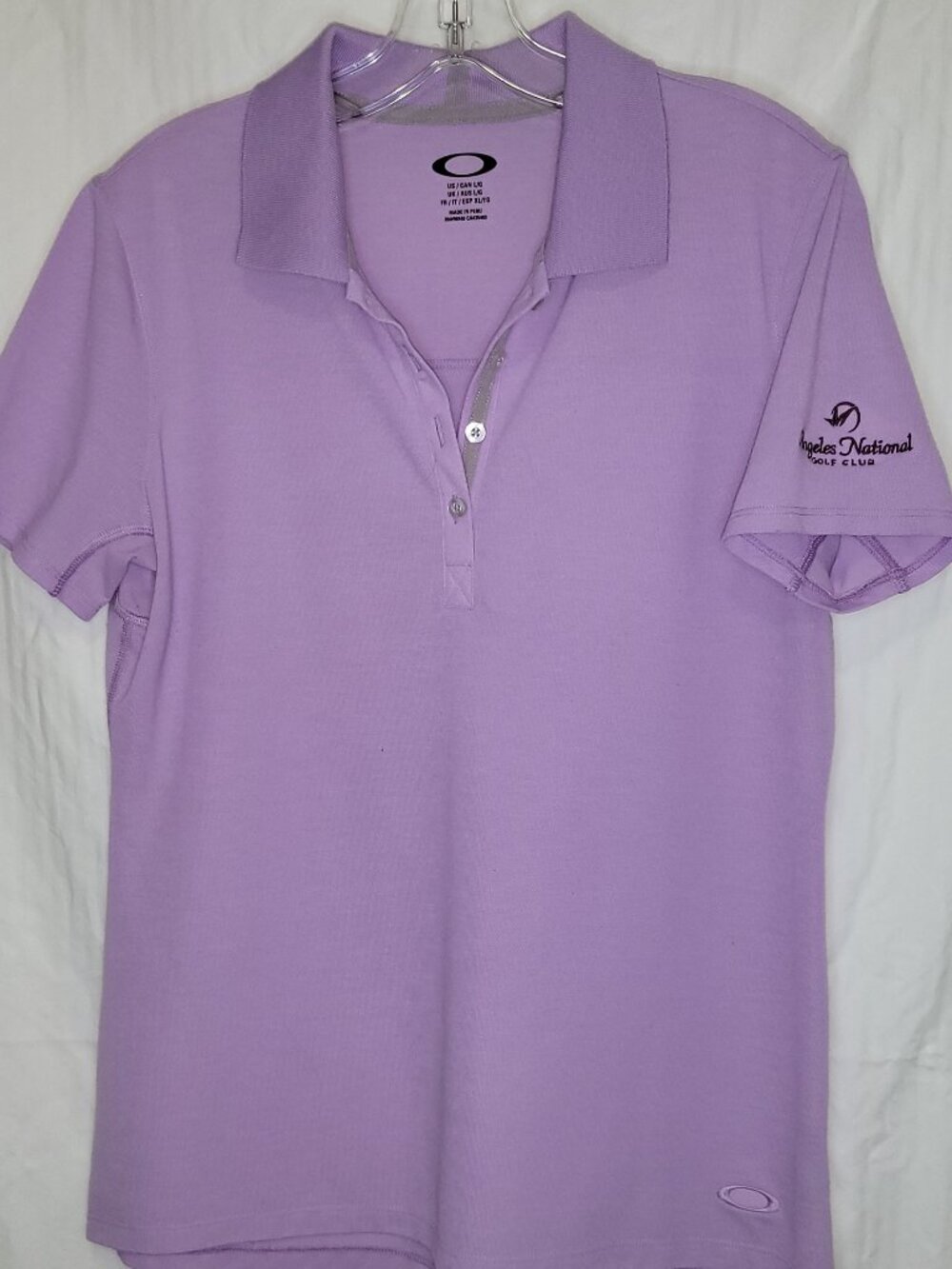 Oakley Womens Lavender Golf Polo Shirt Large Angeles National Golf Club